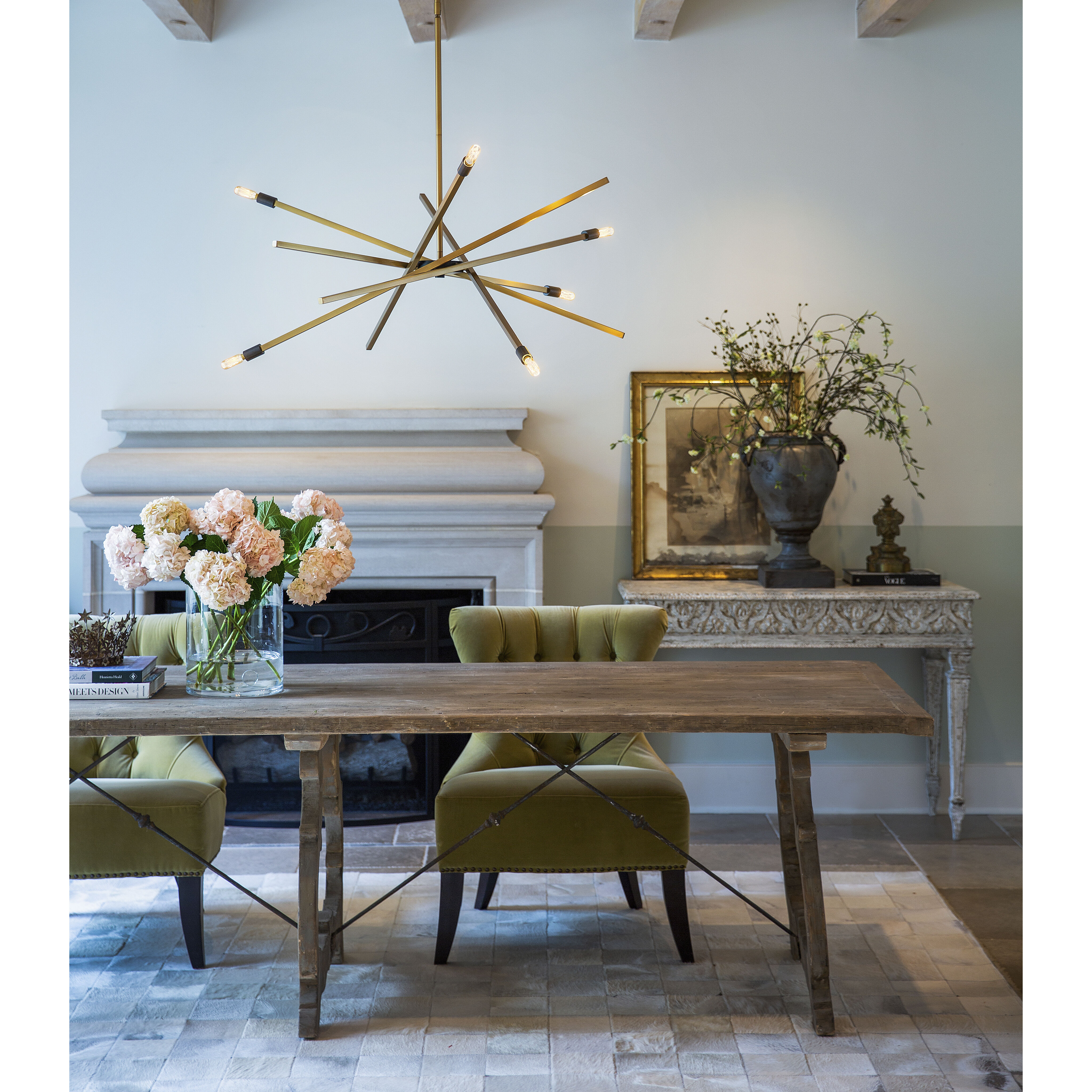 Archer 6 Light 42.5 inch Heritage Brass with Black Indoor Chandelier Ceiling Light