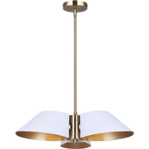 Daxton 3 Light 20 inch Matte White and Gold Chandelier Ceiling Light