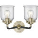 Nouveau Small Bell LED 13 inch Black Antique Brass Bath Vanity Light Wall Light in Clear Glass, Nouveau