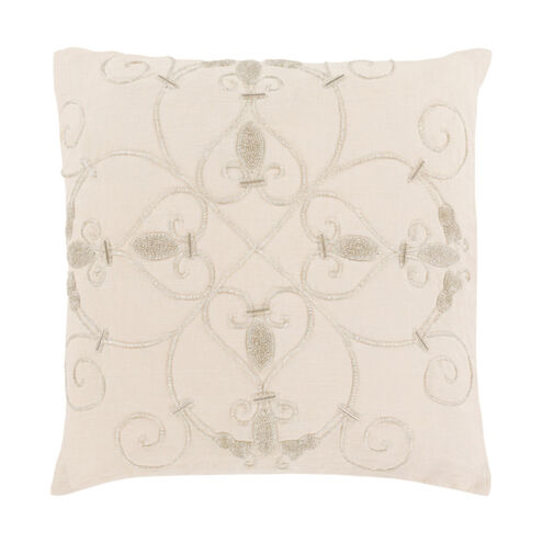 Pauline 20 X 20 inch Cream and Silver Throw Pillow