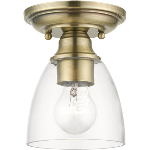 Montgomery 1 Light 5 inch Antique Brass Semi-Flush Ceiling Light, Petite