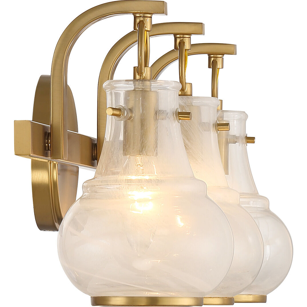 Adams 3 Light 24 inch Warm Brass Bathroom Vanity Light Wall Light