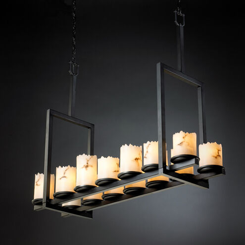 Lumenaria 14 Light 42 inch Matte Black Chandelier Ceiling Light in Cylinder with Broken Rim