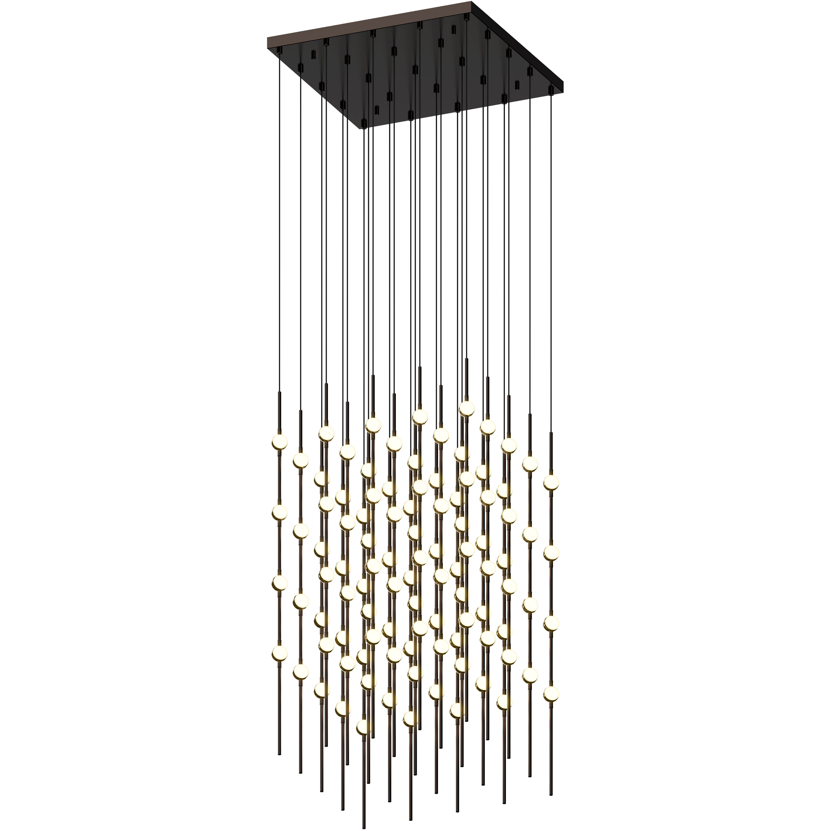 Constellation Cosmic Cube LED 20.5 inch Espresso Black Chandelier Ceiling Light in 2200K, White Optical Acrylic, 10 FT. Cord