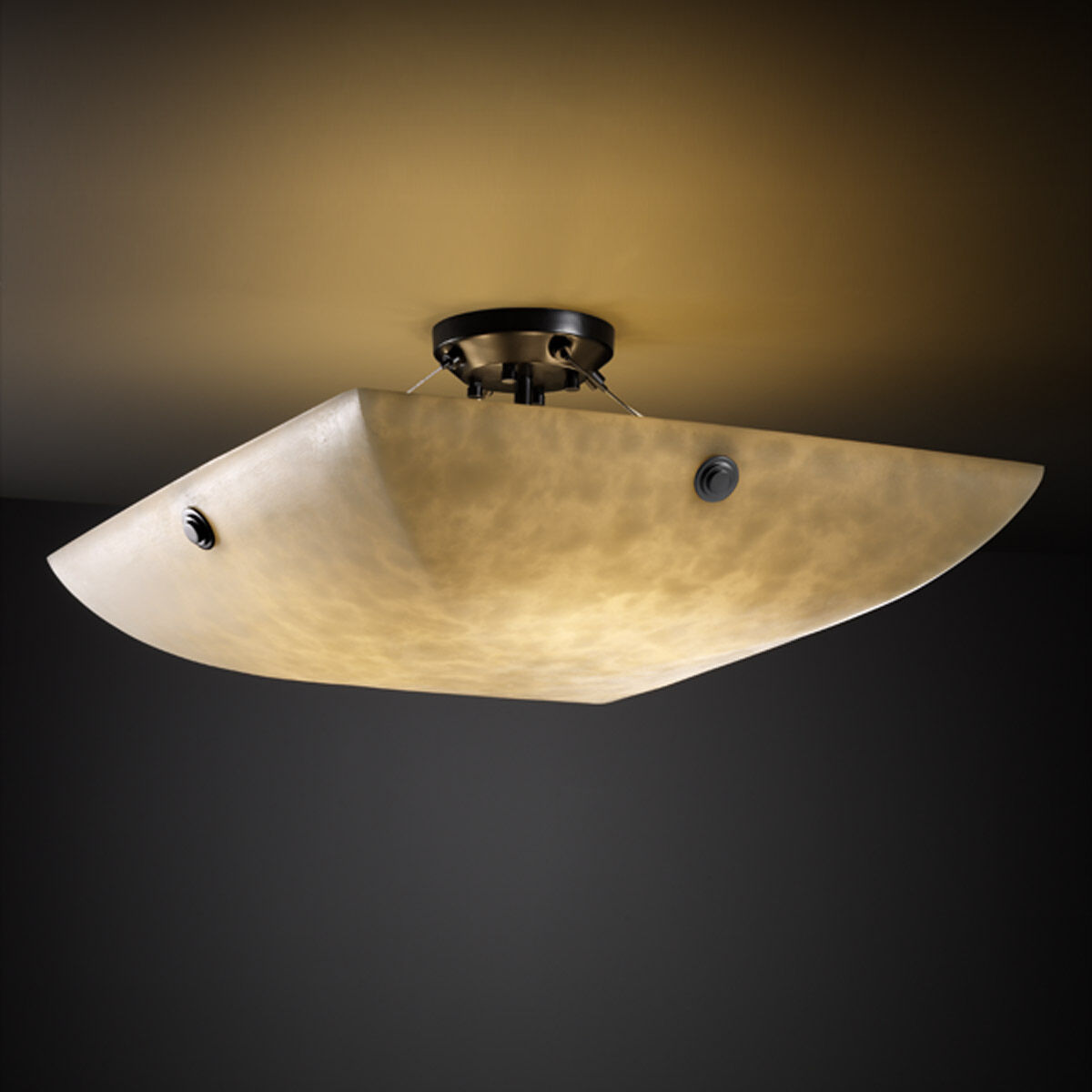 Clouds 3 Light 21 inch Brushed Nickel Semi Flush Ceiling Light in 3000 Lm LED Concentric Squares Square Bowl