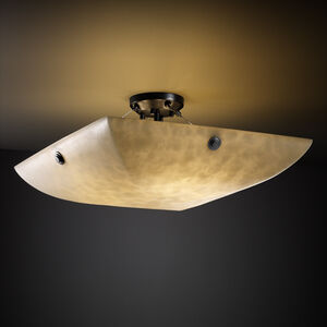 Clouds LED 21 inch Brushed Nickel Semi-Flush Ceiling Light in 3000 Lm LED, Concentric Circles, Square Bowl