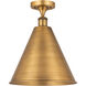 Ballston Cone LED 16 inch Brushed Brass Semi-Flush Mount Ceiling Light