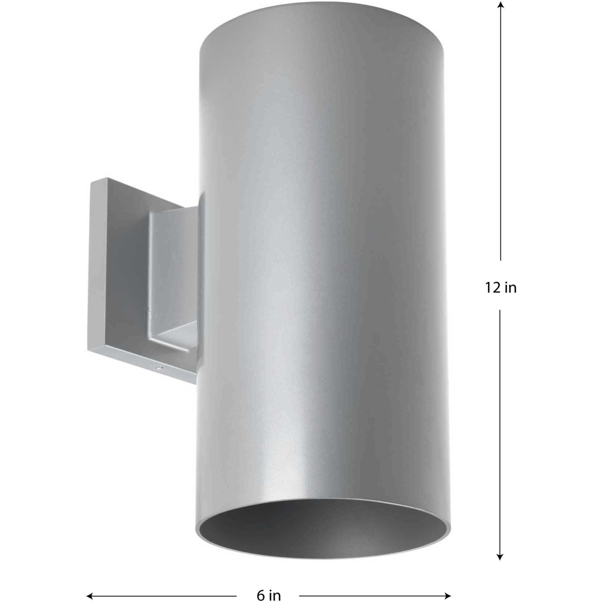 Cylinder Outdoor Wall Cylinder in Metallic Grey, LED Lamping, Progress LED