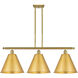 Ballston Cone 3 Light 39 inch Satin Gold Island Light Ceiling Light