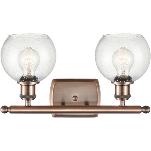 Ballston Athens 2 Light 16 inch Antique Copper Bath Vanity Light Wall Light in Seedy Glass