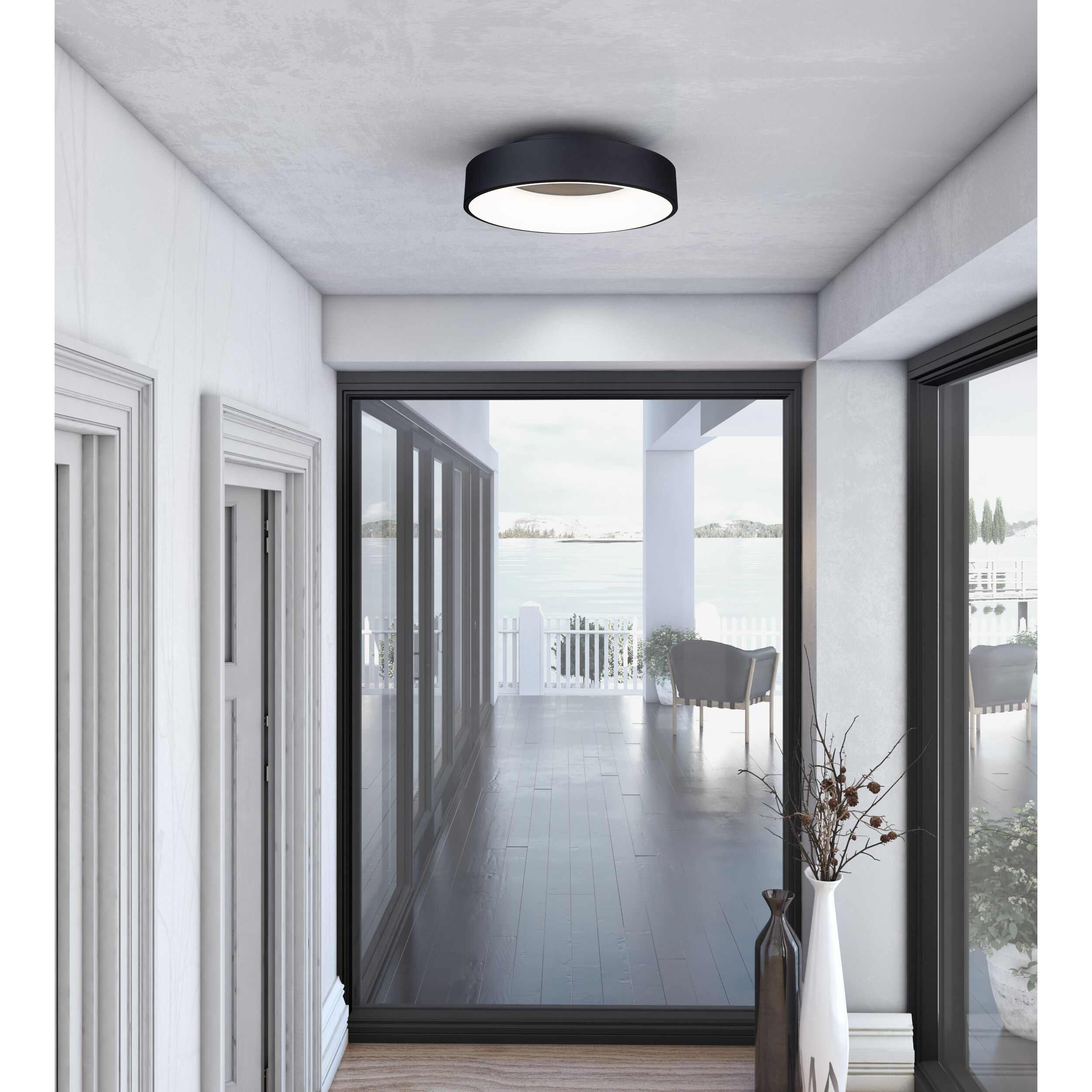 Lazio LED 17.75 inch Black Flush Mount Ceiling Light