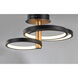 Hoopla LED 15.75 inch Black and Gold Semi-Flush Mount Ceiling Light