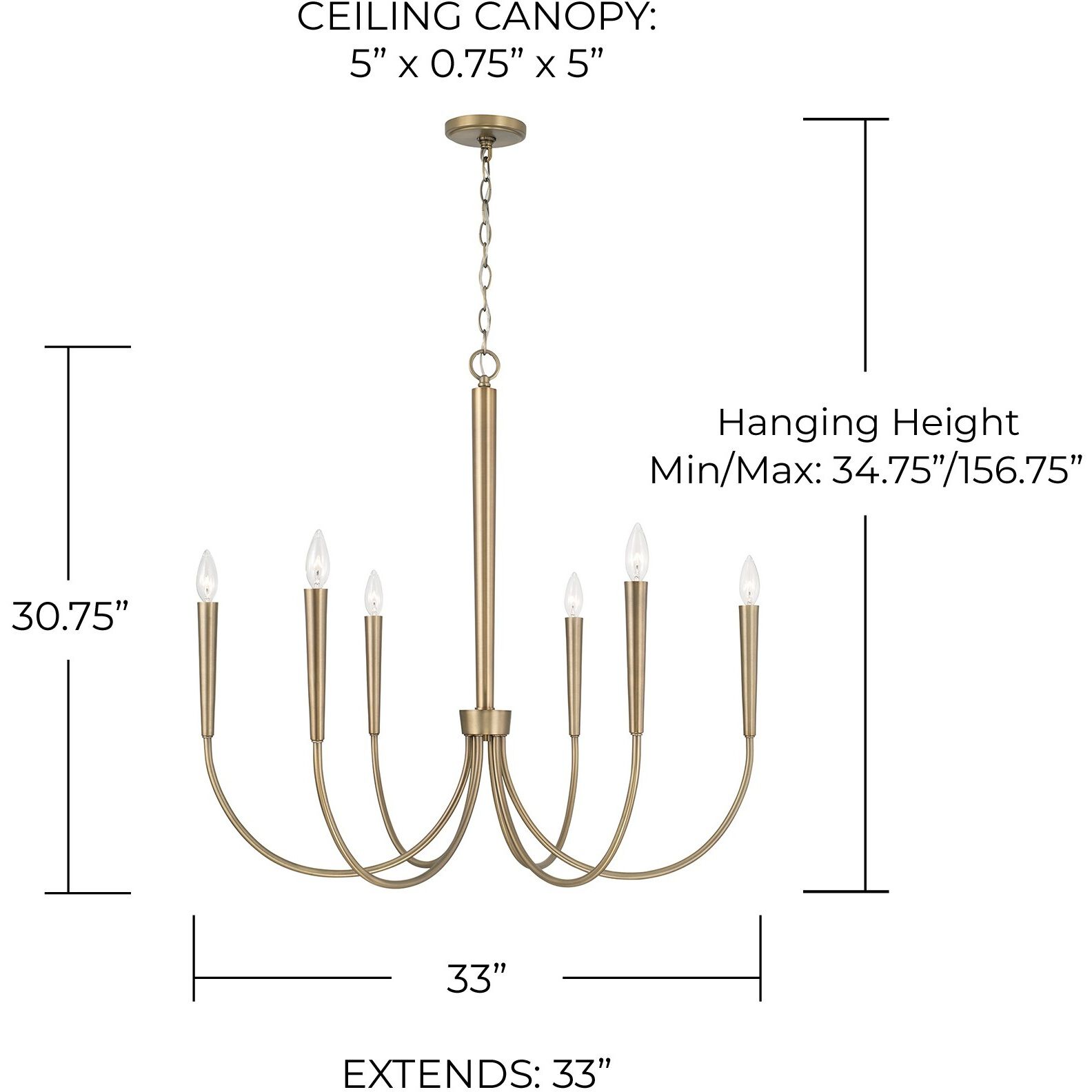 Holden 6 Light 33 inch Aged Brass Chandelier Ceiling Light
