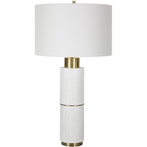 Ruse 30 inch 150 watt Whitewashed Wood and Brushed Brass Table Lamp Portable Light