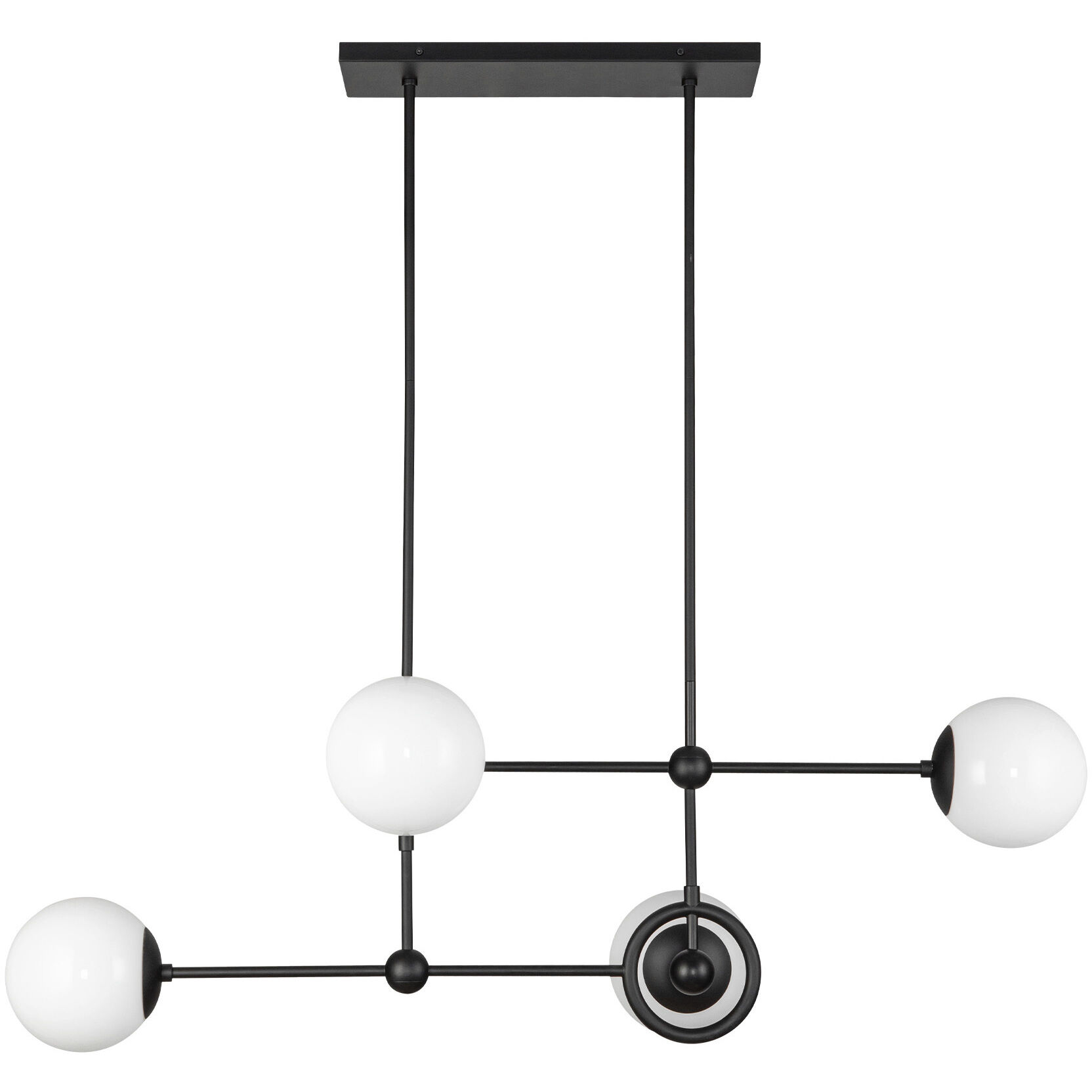Alora Mood Fiore 4 Light 16.63 inch Matte Black/Glossy Opal Glass Chandelier Ceiling Light