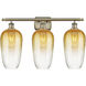 Ballston Brookhaven Flute 3 Light 27 inch Antique Brass Bath Vanity Light Wall Light in Amber Glass