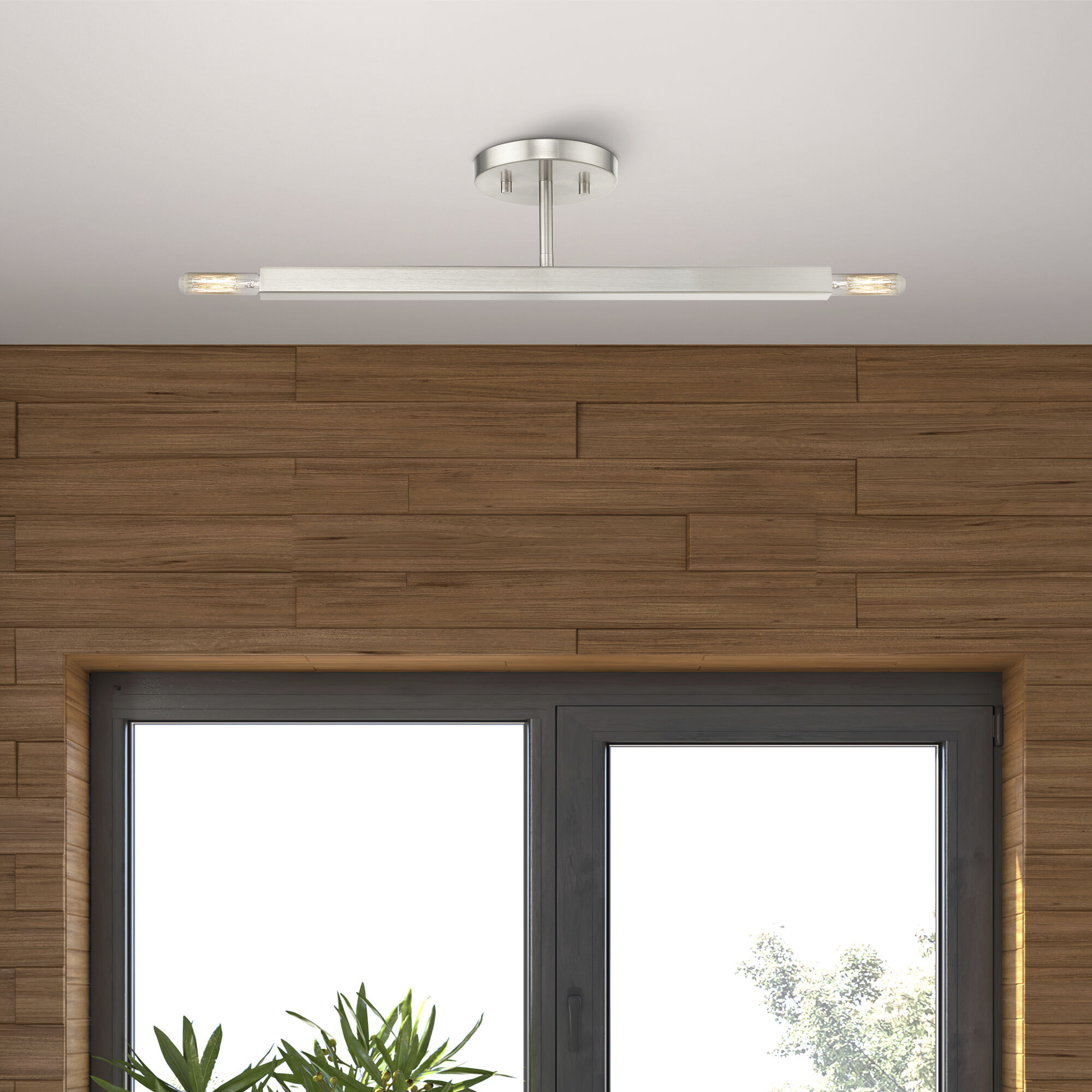 Monaco 2 Light 5.13 inch Brushed Nickel Semi-Flush Ceiling Light