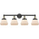Fulton 4 Light 33.5 inch Black Antique Brass Bath Vanity Light Wall Light in Matte White Glass