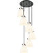 Newton Bell 6 Light 18.63 inch Matte Black Multi Pendant Ceiling Light in White Glass