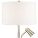 Hemet 32 inch 150.00 watt Brushed Nickel/Brushed Steel Table Lamp Portable Light, with Reading Light, Outlet and USB Port
