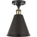 Ballston Cone LED 8 inch Black Antique Brass Semi-Flush Mount Ceiling Light
