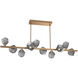 Gem LED Novel Brass Linear Multi-Pendant Ceiling Light in Smoke, 2700K LED, Twisted Branch