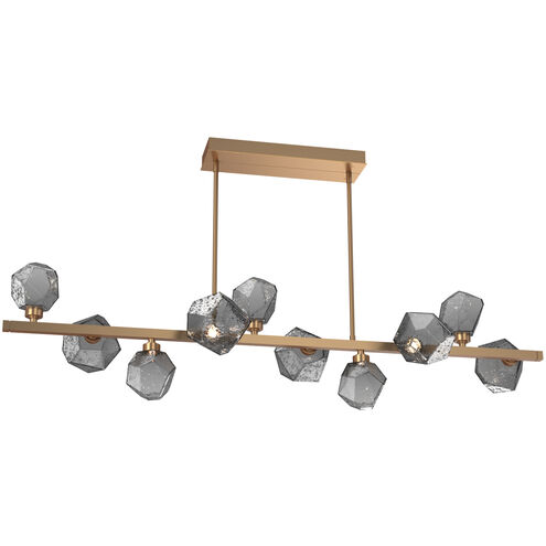 Gem LED Novel Brass Linear Multi-Pendant Ceiling Light in Smoke, 2700K LED, Twisted Branch