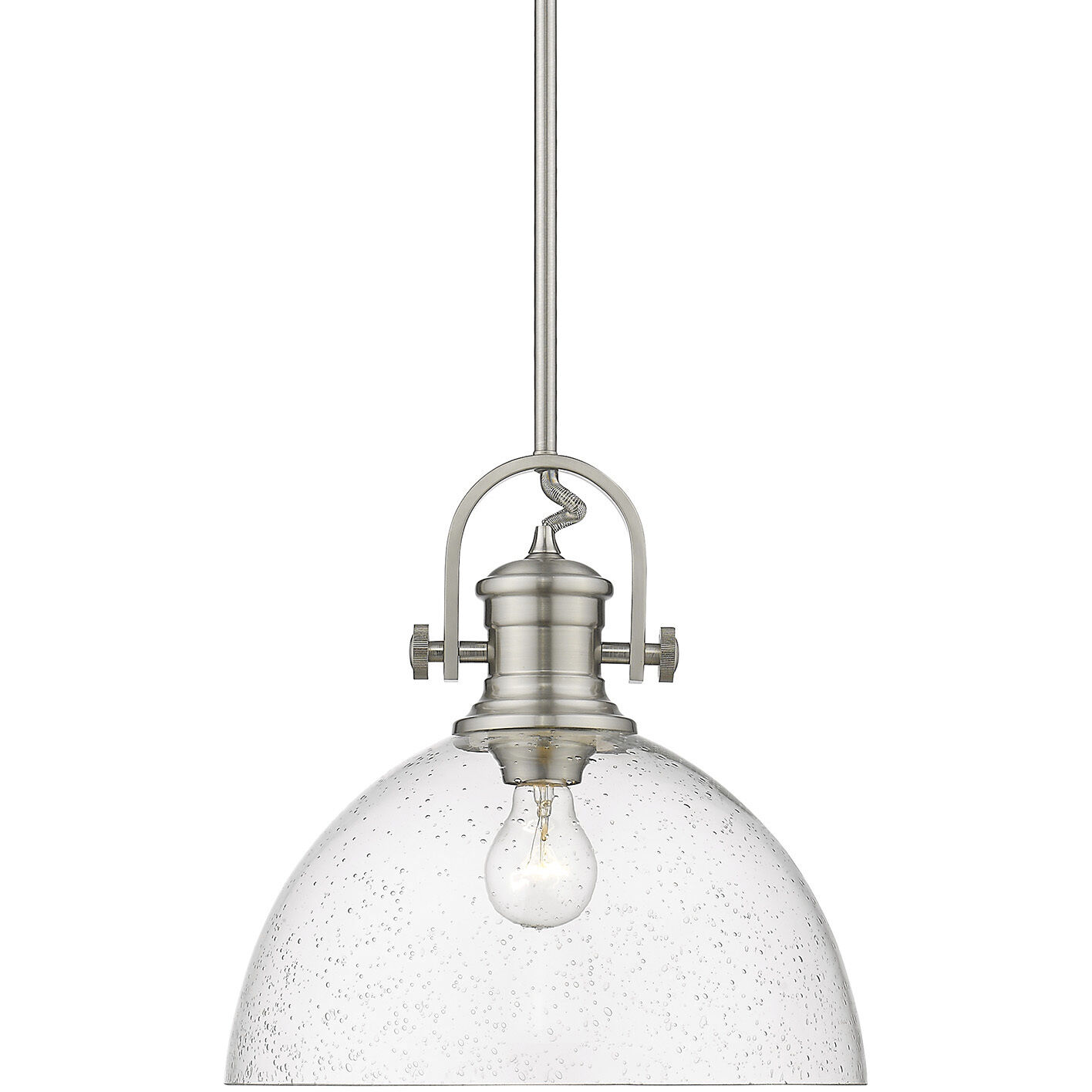 Yep Hines 1 Light 13.5 inch Pewter Pendant Ceiling Light in Seeded Glass, Large