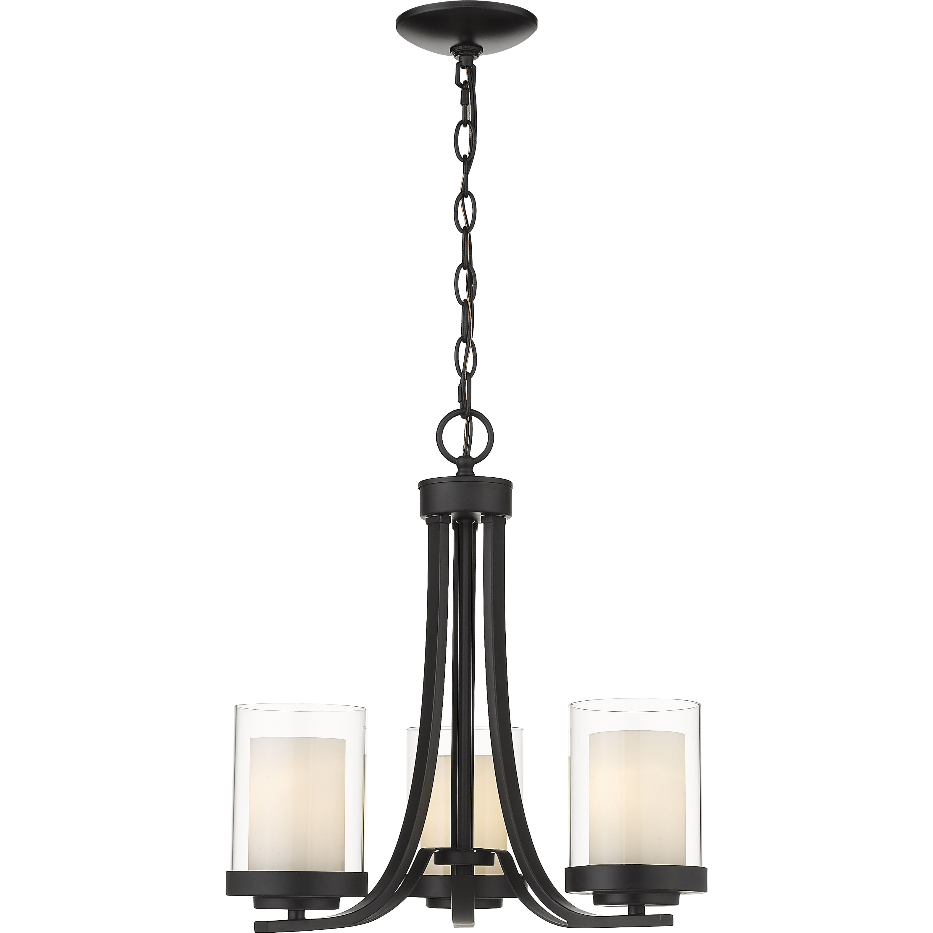 Willow 3 Light 16 inch Matte Black Chandelier Ceiling Light