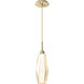 Aalto LED 4.3 inch Gilded Brass Pendant Ceiling Light in Optic Rib Amber, 2700K LED