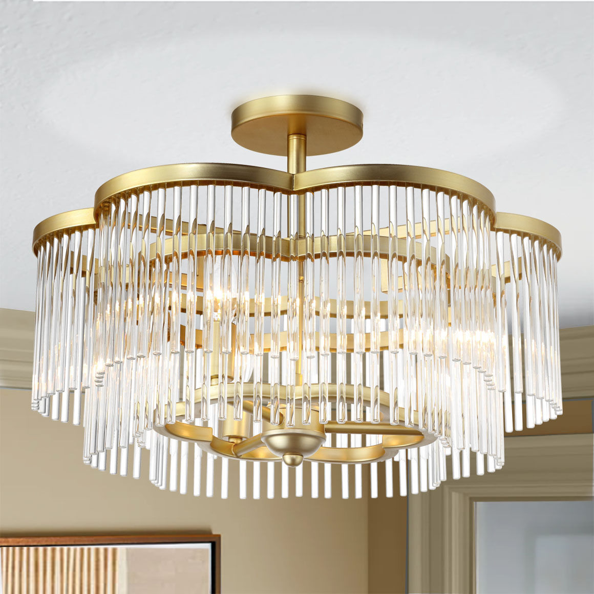Azura 3 Light 20 inch Heirloom Brass Semi-Flush Ceiling Light