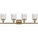 Ballston Small Bell 4 Light 36 inch Brushed Brass Bath Vanity Light Wall Light in Seedy Glass
