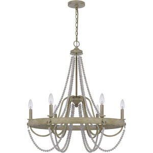 Macon 6 Light 28 inch Drifted Wood and Antique Silver Chandelier Ceiling Light