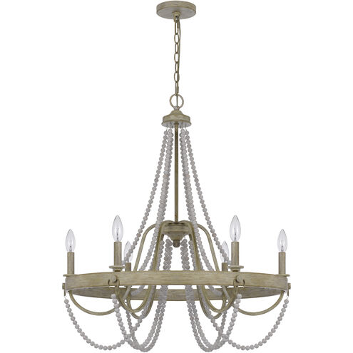 Macon 6 Light 28 inch Drifted Wood and Antique Silver Chandelier Ceiling Light