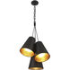 Alston 3 Light 20 inch Matte Black and Antique Gold Pendant Ceiling Light