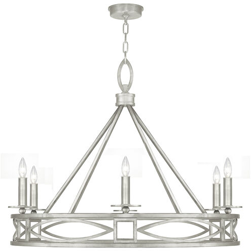 Cienfuegos 6 Light 37.5 inch Silver Chandelier Ceiling Light in Silver Leaf, No Shade