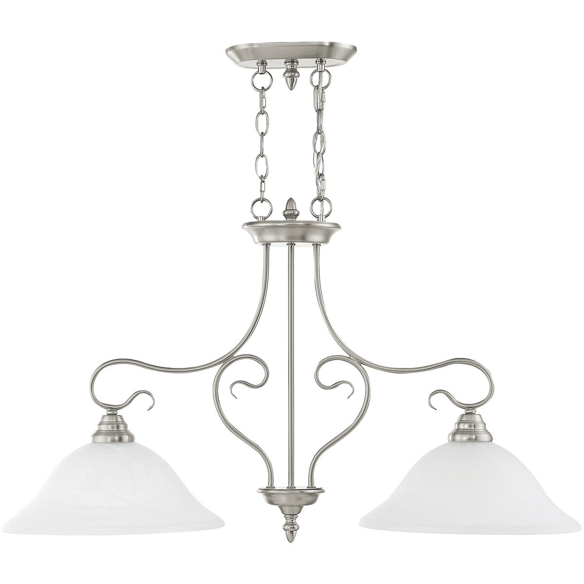 Coronado 2 Light 35 inch Brushed Nickel Island Ceiling Light