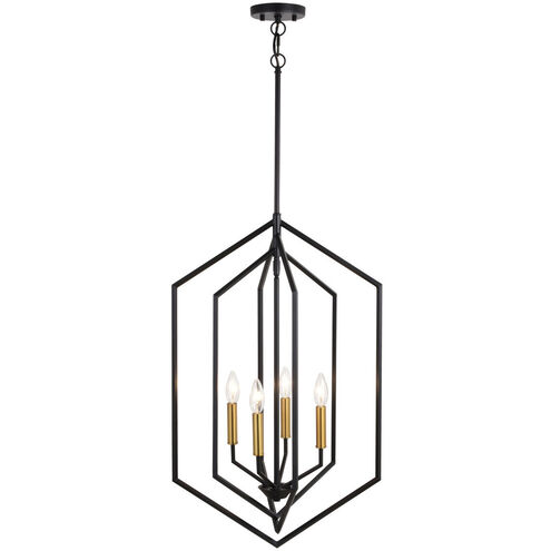 Riley LED 18 inch Black and Satin Brass Pendant Ceiling Light