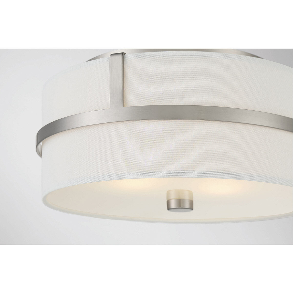 Contemporary 2 Light 13 inch Brushed Nickel Flush Mount Ceiling Light