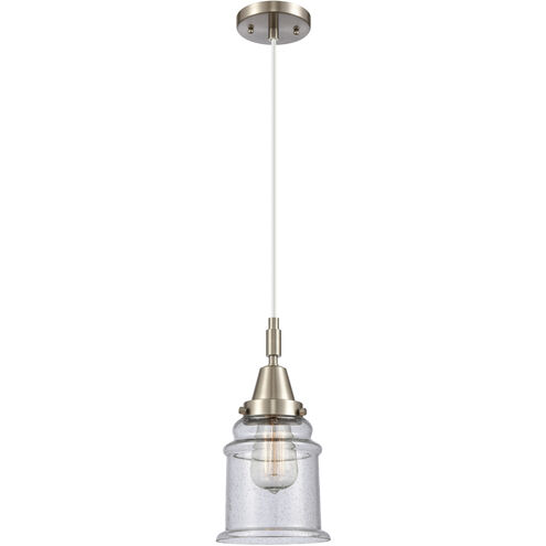 Canton 1 Light 6 inch Brushed Satin Nickel Mini Pendant Ceiling Light in Seedy Glass