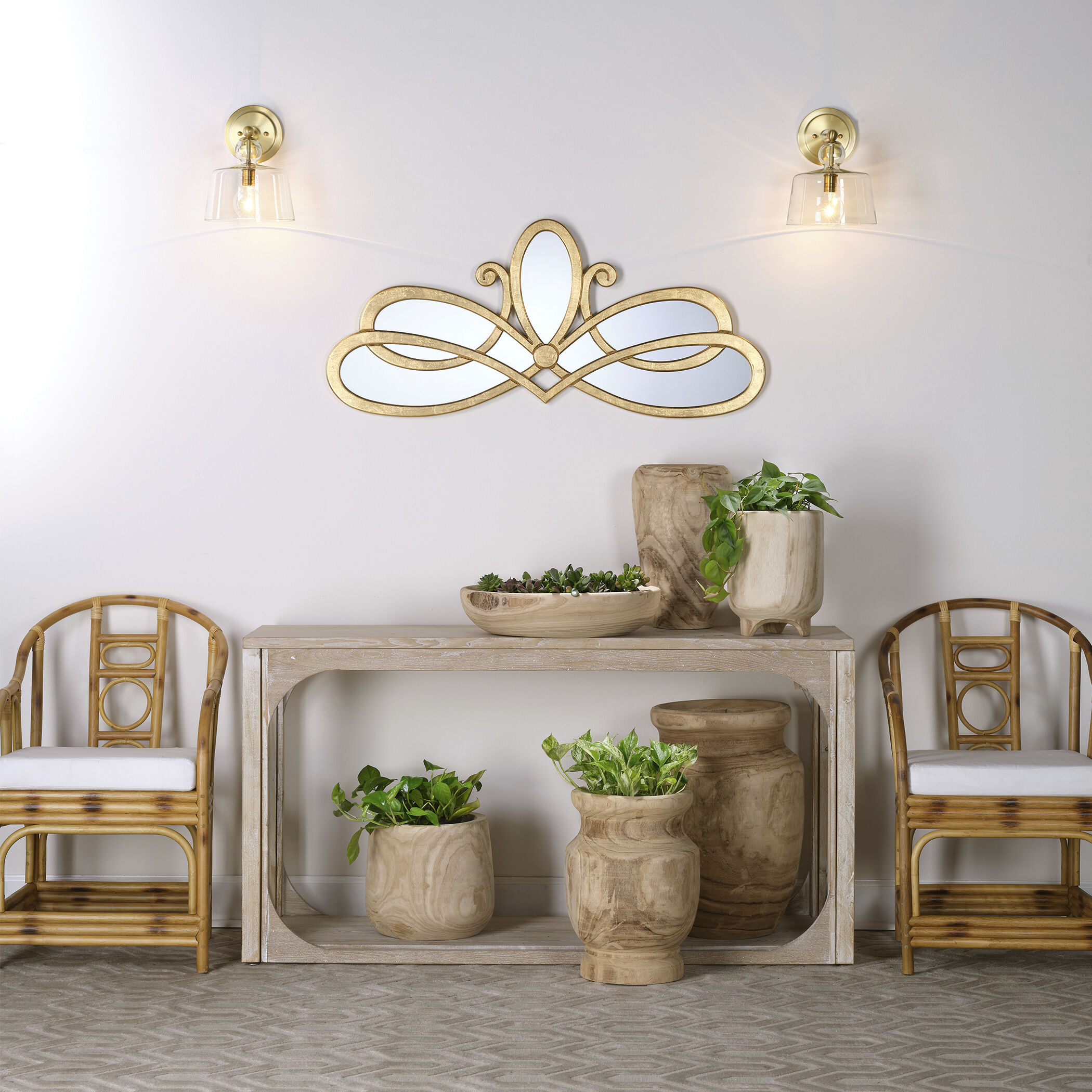 Scroll 46 X 20 inch Gold Mirror