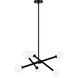Matchstix 6 Light 25 inch Black Pendant Ceiling Light in Black and Opal Glass