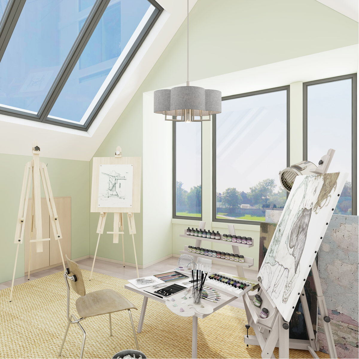 Kalmar 6 Light 24 inch Brushed Nickel Pendant Chandelier Ceiling Light