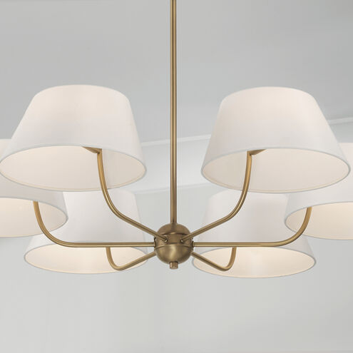 Welsley 6 Light 36 inch Aged Brass Chandelier Ceiling Light