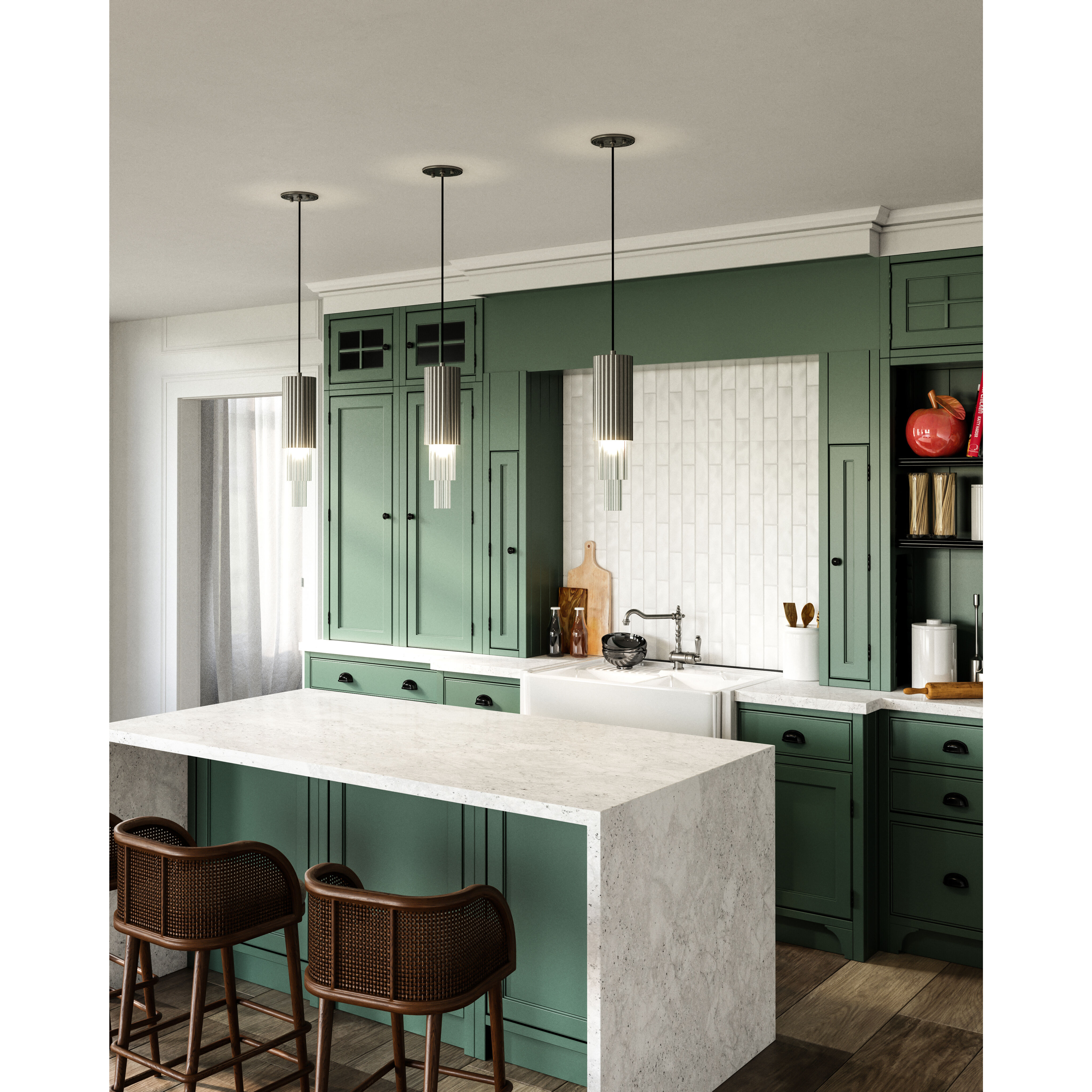 Alora Mood Bordeaux LED 4.38 inch Brushed Nickel/Clear Ribbed Glass Pendant Ceiling Light