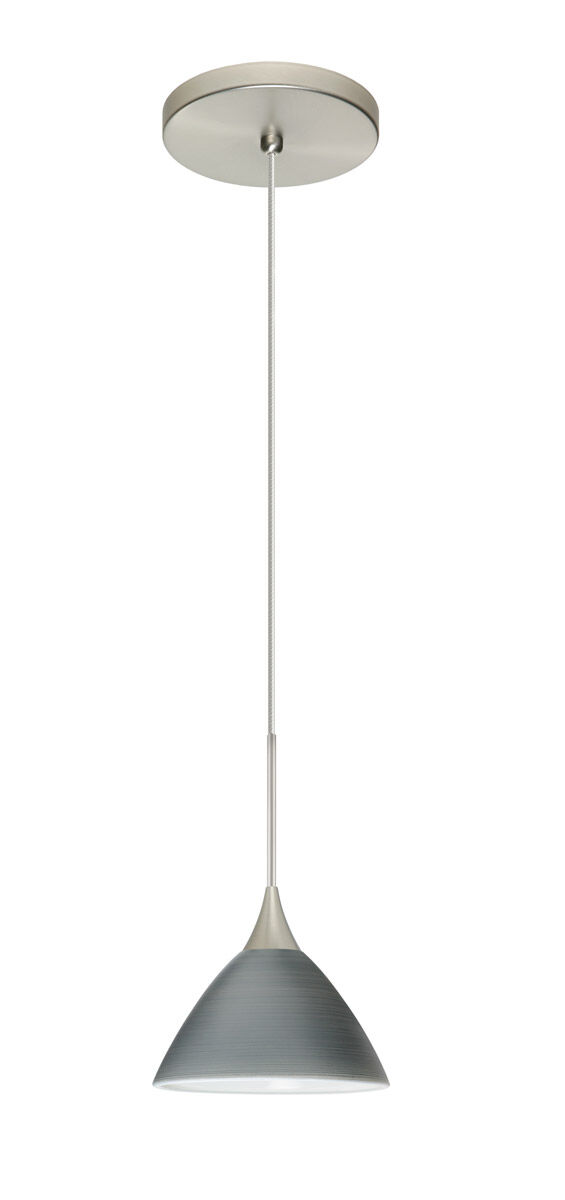 Domi LED Satin Nickel Pendant Ceiling Light in Titan Glass