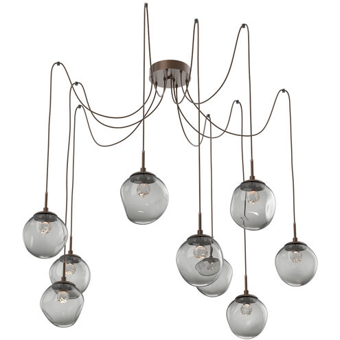 Aster LED 18.7 inch Burnished Bronze Swag Multi-Pendant Ceiling Light in 3000K LED, Floret Inner - Smoke Outer
