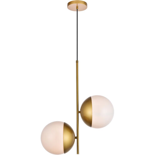 Eclipse 2 Light 17 inch Brass Pendant Ceiling Light