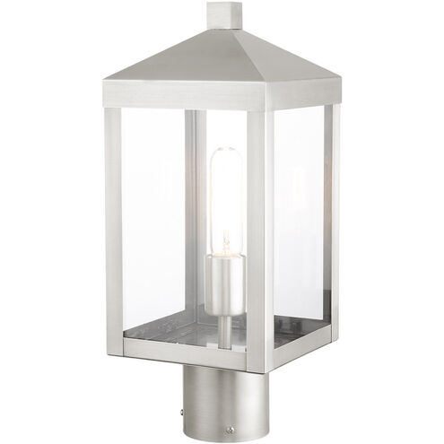 Nyack 1 Light 15 inch Brushed Nickel Outdoor Post Top Lantern