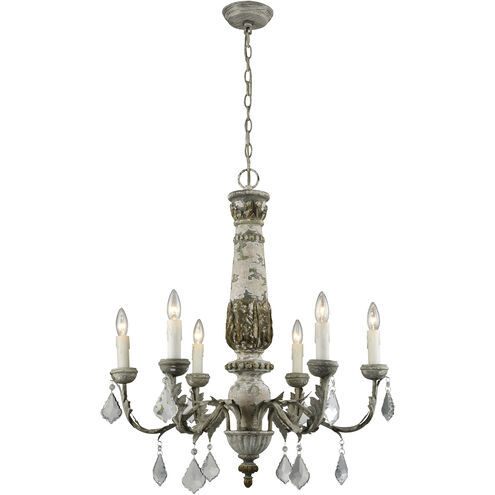 Genevieve 6 Light 28 inch Aged Gray and Clear Chandelier Ceiling Light